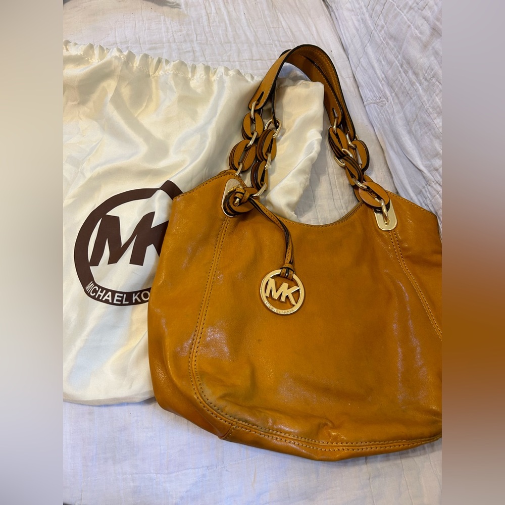 Michael Kors Mustard Leather Hobo Bag
